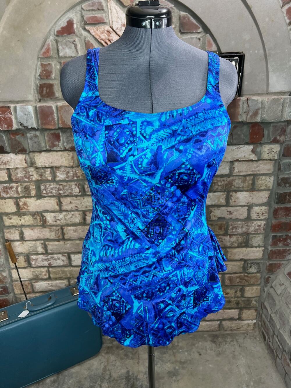 Maxine of hollywood one piece swimsuit geometric blue green